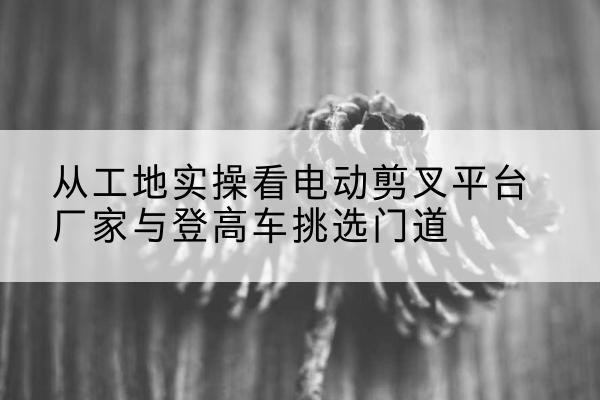 普陀区电动剪叉升降平台厂家-从工地实操看电动剪叉平台厂家与登高车挑选门道